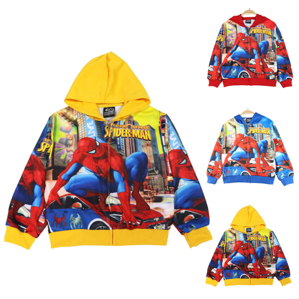 Barn Pojkar Superhjälte Spiderman Hoodie Zipper Coat Jacka Blue 8-10 Years