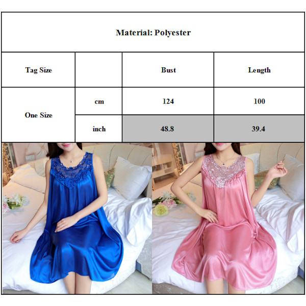 Dame Komfortabel Løs Ensfarvet Pyjamas Natkjoler _ Watermelon Red