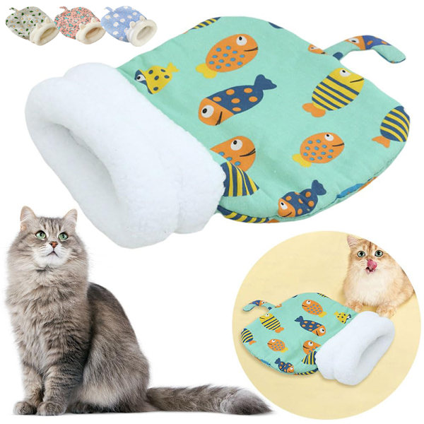 Sovsäck för inomhuskatter, Plysch Kattsäck, Fluffig Katttunnel Lugnande Sovsäckar Blue Clown Fish