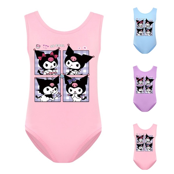 Barn Flicka Kuromi Cartoon Badkläder Bikini Strand Simkläder Kläder Pink 140cm