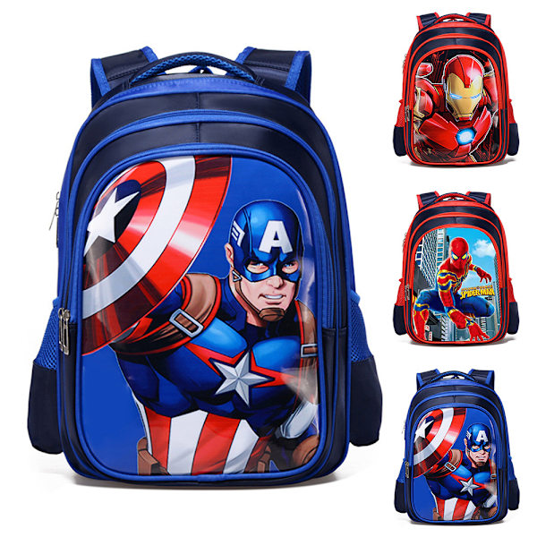 Superhjälte Ryggsäck Skolväska Seriefigur Ryggsäck för Barn Captain America