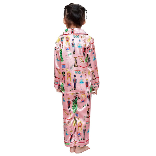 2-8 Vuotta Äiti ja Minä Joulu Pyjama Setti 2-osainen Asu Söpö Graafinen Paita Housut Ruseteilla Pyjamat Naisille Tytöille Pink 110cm