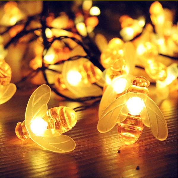 LED Solar Bee String Lights utomhus vattentät dekor lampa 6.5m 30lights