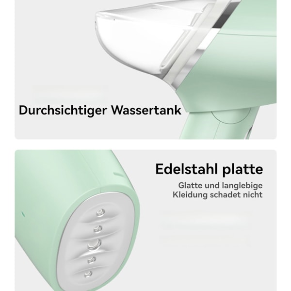 [3-dages forsendelse] Steamer - Foldbar 100 ml synlig vandtank - Hurtig opvarmning - 30 sekunders opvarmningstid - 1000 W - Bærbar steamer - til hjemmet, kontoret, rejser