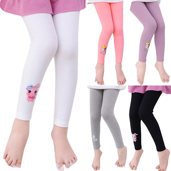 Tecknade Enhörning Tryckta Barn Flickor Skinny Leggings Byxor Byxor 2-12 År White 100cm