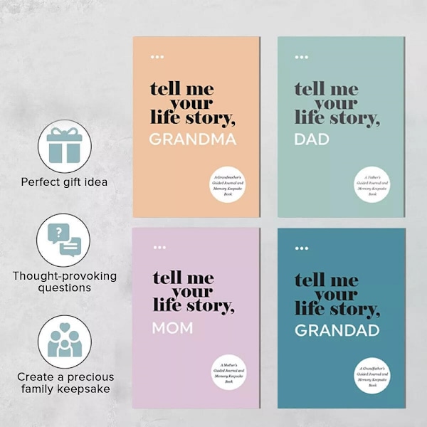 Fortæl mig din livshistorie, mor/far+: En guidet dagbog og minde-gave Grandma