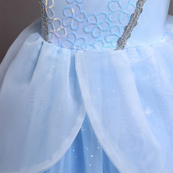 Cinderella Princess Dress Cosplay Girl Födelsedagsklänning 6-7 Years