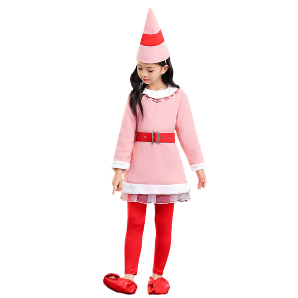 Jul Barn Elf Kostym Performance Maskeraddräkt Bal red 140cm