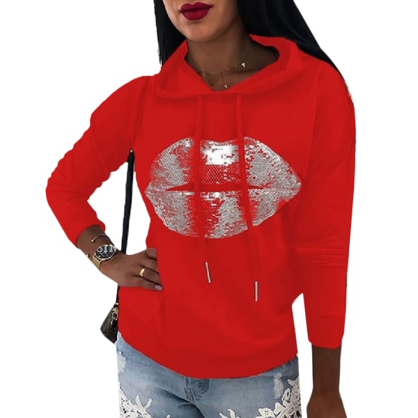printed hoodie i streetstyle red 2XL