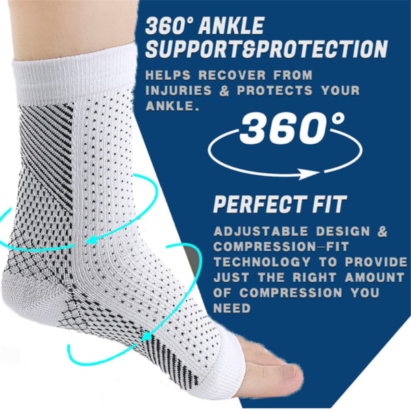 Plantar Fasciitis Fotledsstödstrumpor med Kompression White L/XL