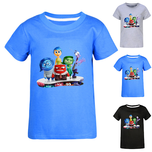 Pojkar Flickor Sommar Kortärmad T-shirt Inside Out 2 Barn Bomull T-shirt Toppar 9-16 År Dark Blue 170cm