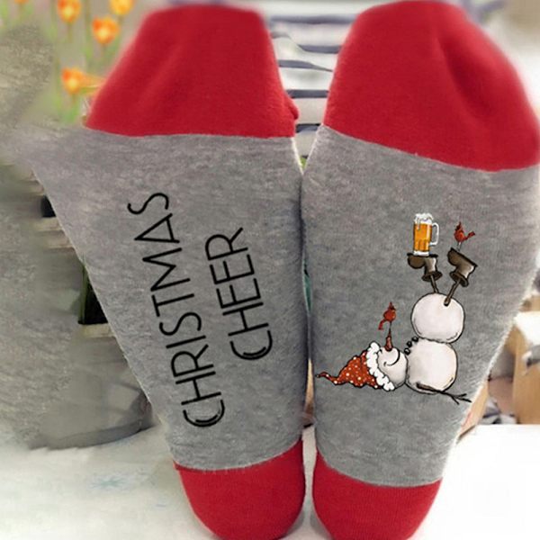 Jul mjuk fluffig tecknad strumpa snögubbe julklapp Grayish red 3b62