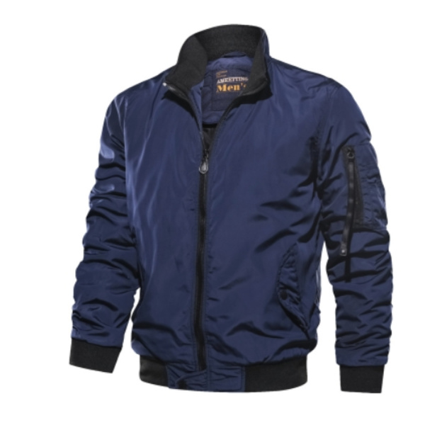 Miesten ulkoiluvaatteet tuulitakki slim fit takit vapaa-ajan pystykaulus täysvetoketju yksiväriset takit Blue 4XL