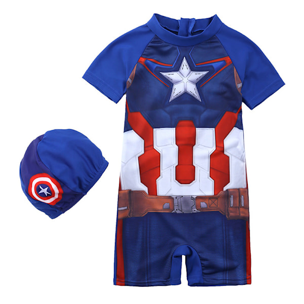 Barn Pojkar Iron Man Badkläder Baddräkt Strandkläder Sommar En Del Baddräkt Med Badmössa #2 2XL