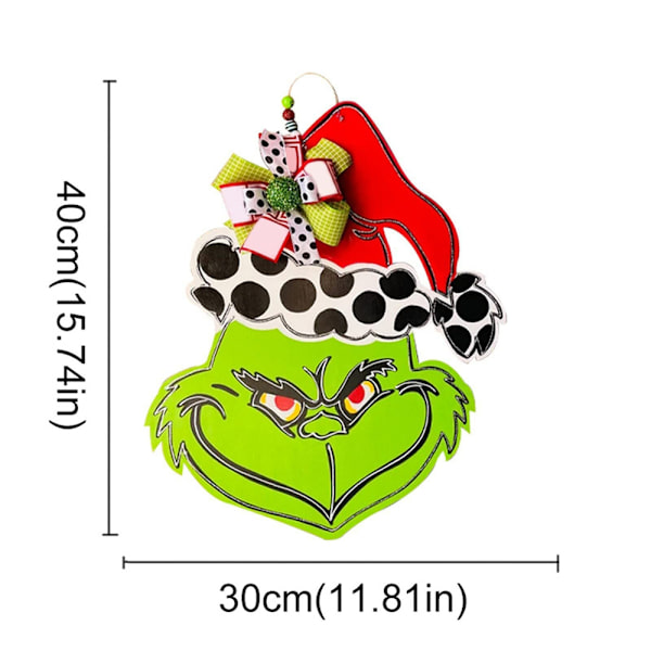 Jul Grinch Trä Dörr Hängande Skylt Gård Veranda Fönster Deko Dot