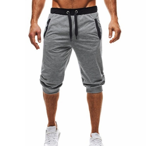 Casual Shorts för män 3/4 Jogger Capri Byxor Knä Shorts light gray L