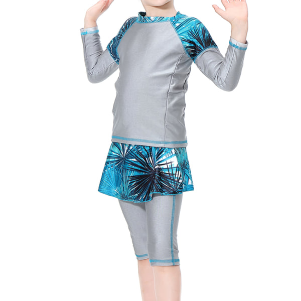 Konservativa badkläder för flickor 3 st Baddräkt för barn med cap gray 120cm