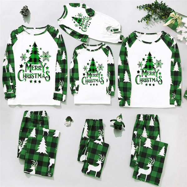 Julklappspyjamas matchande set för familjen Xmas Tree Pyjamas Set Baby 9M