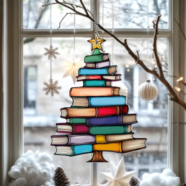 Bokelskere Hjerteformet Mini Bokhylle Anheng Ornament Juletre Hengende Juledekor Gaver L