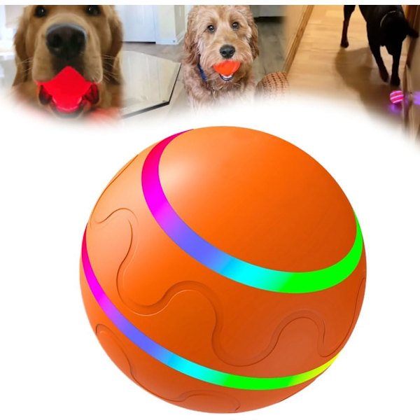 Hundleksak, Vibrerande Hundboll, Uppladdningsbar Automatisk Rörelse Skakande Hundleksak Boll, Interaktiv Rullande Hundboll Leksak Med Ljus, Orange