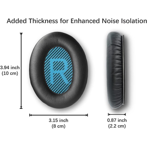 Bose-hörlurar ersättningsöronkuddar Quiet Comfort QC 2 15 25 35 Dark gray + blue LR