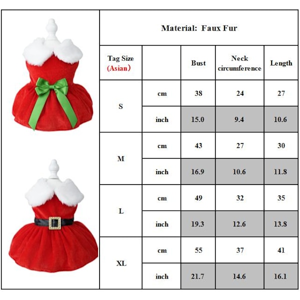 Julkläder för hundar, Santa Claus-kostym, vinterklänning för valp och katt, varm kappa B M