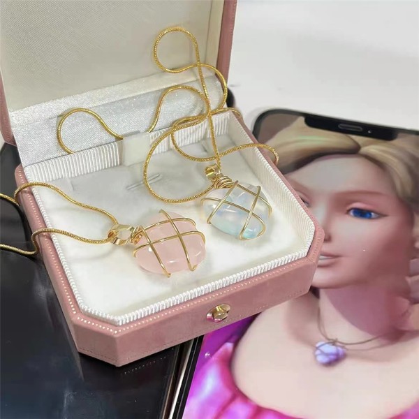 Hjärthänge Halsband Lovely Pink Diamond Castle Necklace #2