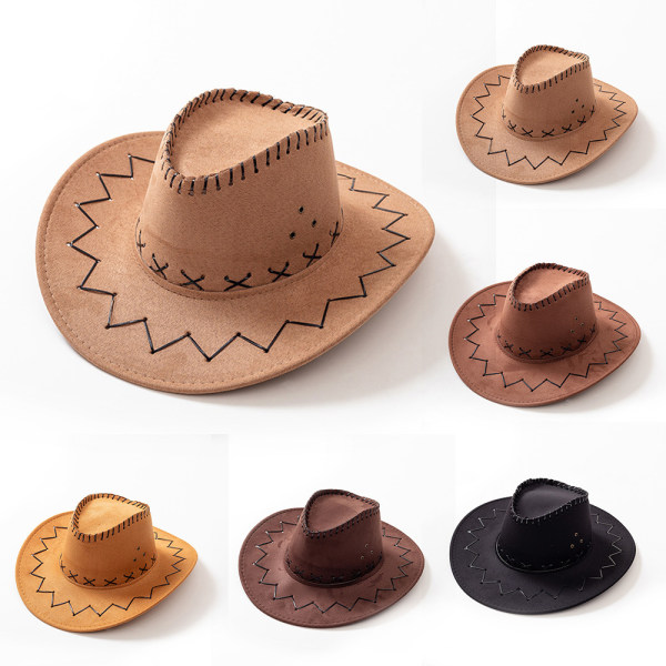 Kvinna Cowboy hattar Unisex vuxen västerländskt mode cowboyhatt Camel