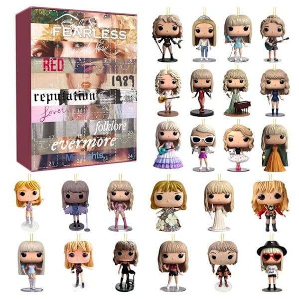 Julkalender med Taylor Swift för 2024 - 24 Dagar Julkalender Nedräkningskalender Ornament Julnyckelring Present Idé Musikälskare D