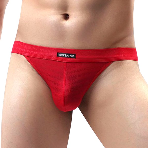 Andningsbara herrtrosor Sexiga underkläder Trosor med låg midja Red L