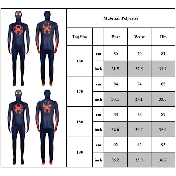 Vuxen Spider Man Far From Home Cos Kostym Spiderman Bodysuit 160cm