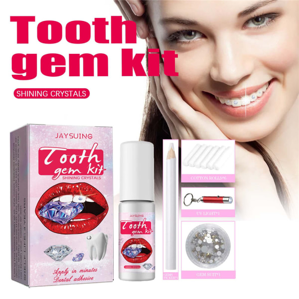 Tänder Gems Kit med lim och ljus | Avtagbara tandprydnader