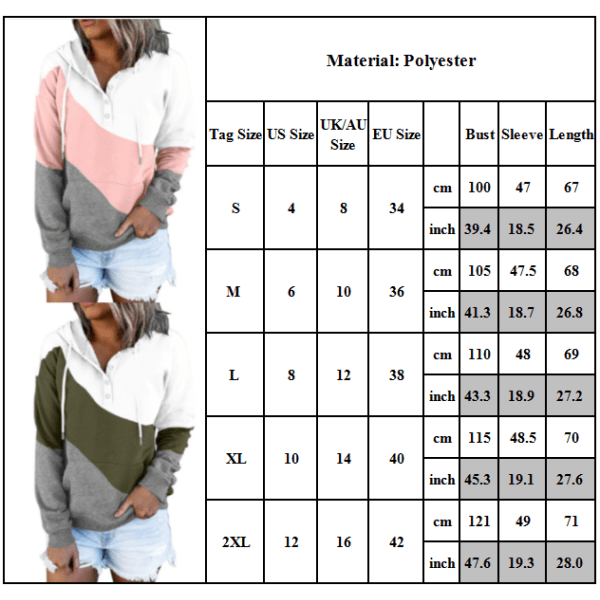 Vinter huvtröja dam Stitching Plus Fleece Top army green L