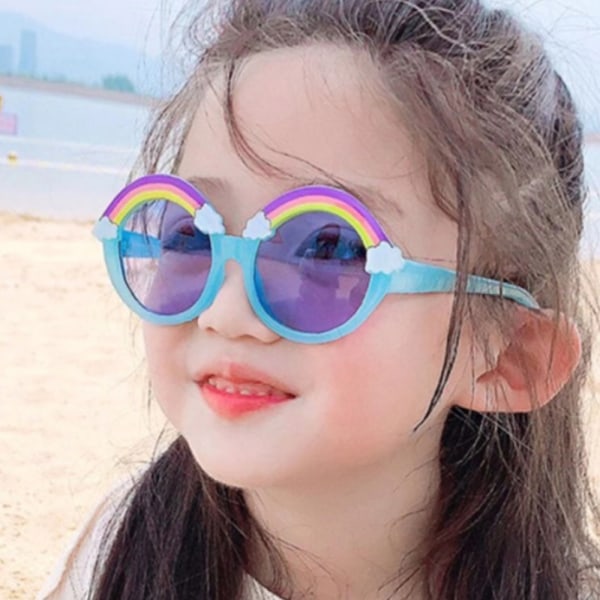 Gummipolariserad regnbågsdesign solglasögon för flickor Blue