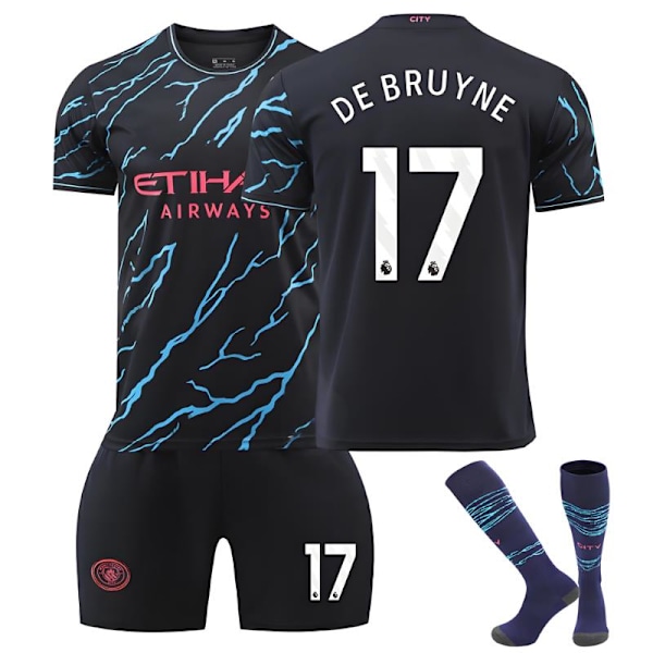 #17 DE BRUYNE Fotbollströja Barn Pojkar T-shirt Shorts Strumpor Tröja Sommar Träningsdräkt Set 26