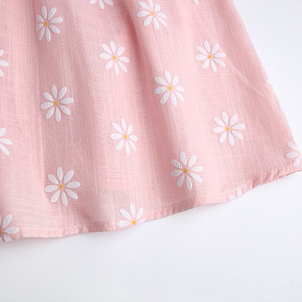 Småbarn Flickor Blommig Tank Klänning Sommar Semester Knäppning Casual Klänningar Pink 90cm