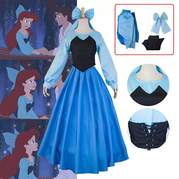 Vuxen Sjöjungfru Kostym Ariel Klänning Prins Eric Cosplay Kostym Maskerad Outfit M