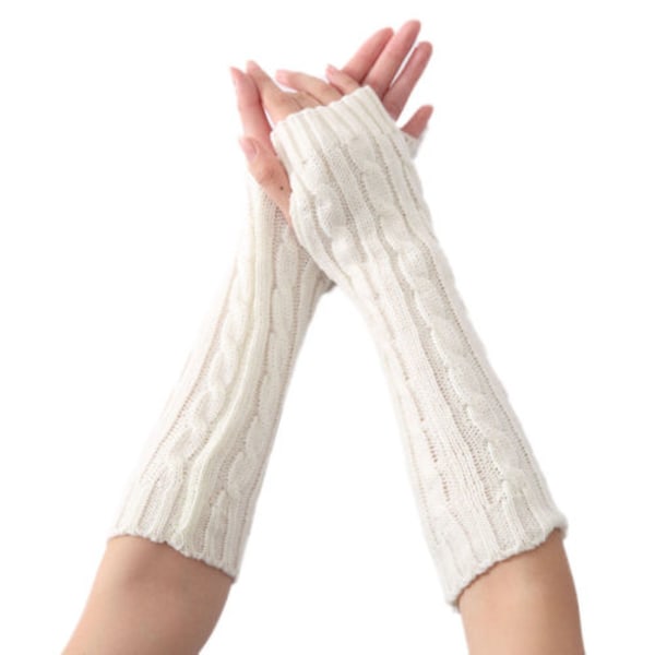 Dam långa rör Twist halvfingerhandskar Modetrendhandskar white