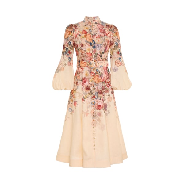 LUMINOSITY MIDI-KJOLE MED KNAPPER 2025 Forår Ny Dame Mode Temperament Retro Stående Hals Slips Lange Ærmer Enkelt Knap Dame Lang Kjole XL