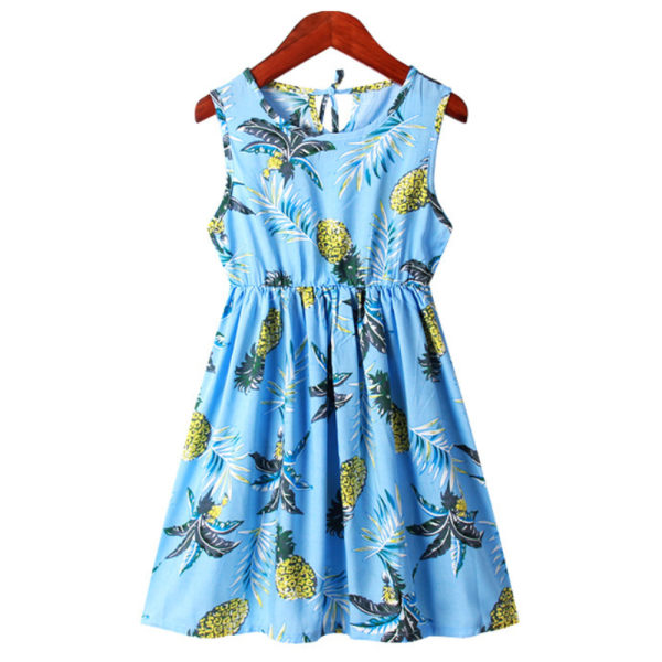 Kid Girls Blommig Tank Dress Sommar ärmlös solklänning #3 140