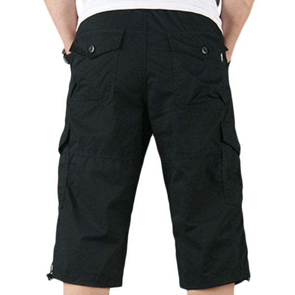 Herr Sommar Enkla Fritids Multi-Pocket Cargo Shorts Black 2XL