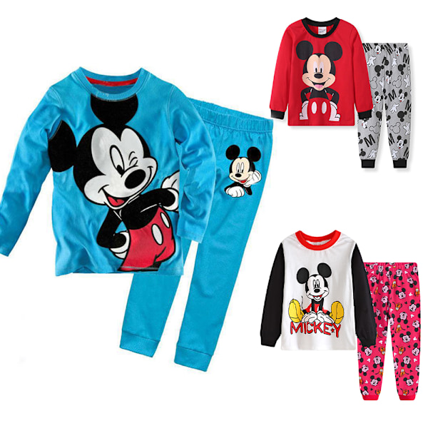 4-8 år barn pojkar flickor Mickey långärmad topp och byxor pyjamas set barn sovkostym outfit A 130cm