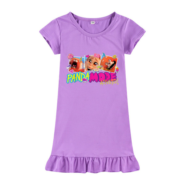 Turning Red Girls Dress Sleepwear Summer Ruffle Nightdress purple 140cm
