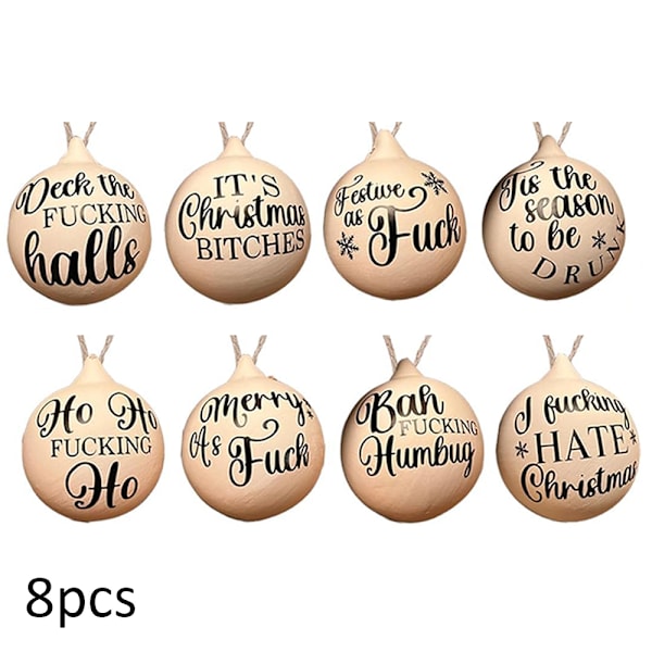 8 stk. Julepynt Spøk Julepynt Frekk Julepynt Banneord Dekorationssett Morsomme Juletrepynt 2024 8PCS