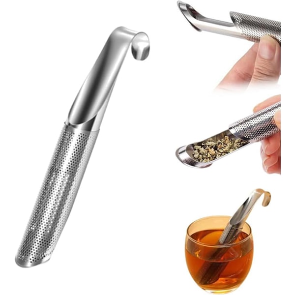 1/2/3-pack rostfritt stål te-diffusor, 2024 ny rostfritt stål te-infuser, nätsi med hängande krokhandtag, tepåsar för lösa teblad 1PCS
