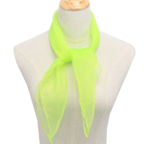 Dam Sidenscarf i Godisfärg Sjal Mode Retro Scarf Fluorescent Green 60*60CM