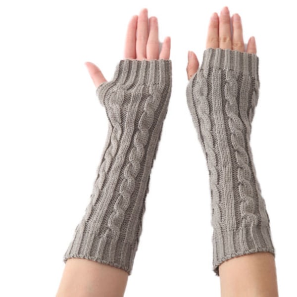 Kvinnors Long Tube Twist Half Finger Handskar Modetrendshandskar light grey