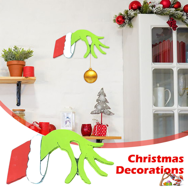 Jultomten Grinches handdekorationer väggklistermärken Left hand