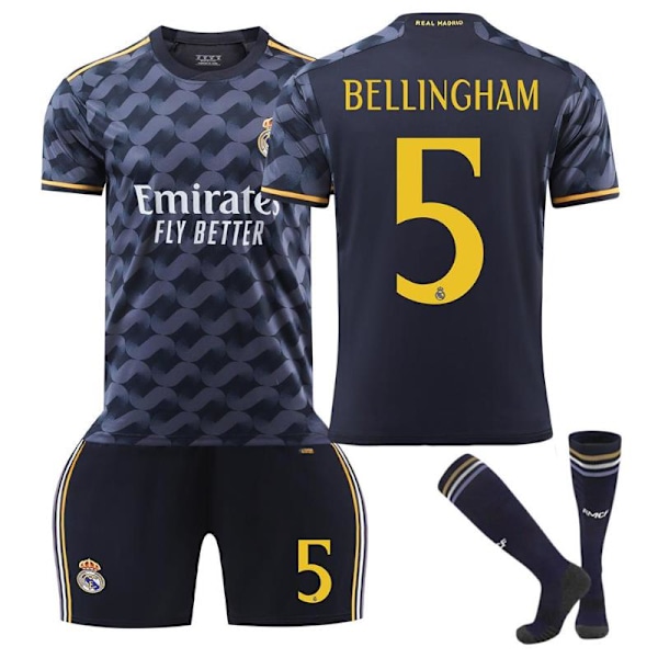 Fodboldtrøjesæt til børn, 2023-2024 Real Madrid udebanetrøje #5 Bellingham fodboldtøj drenges træningsdragt 18