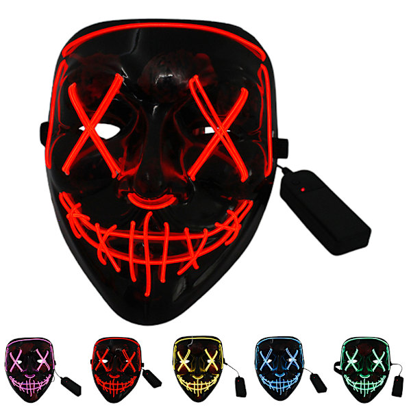 Halloween Mask LED Ljus upp Mask för Halloween Kostym Red